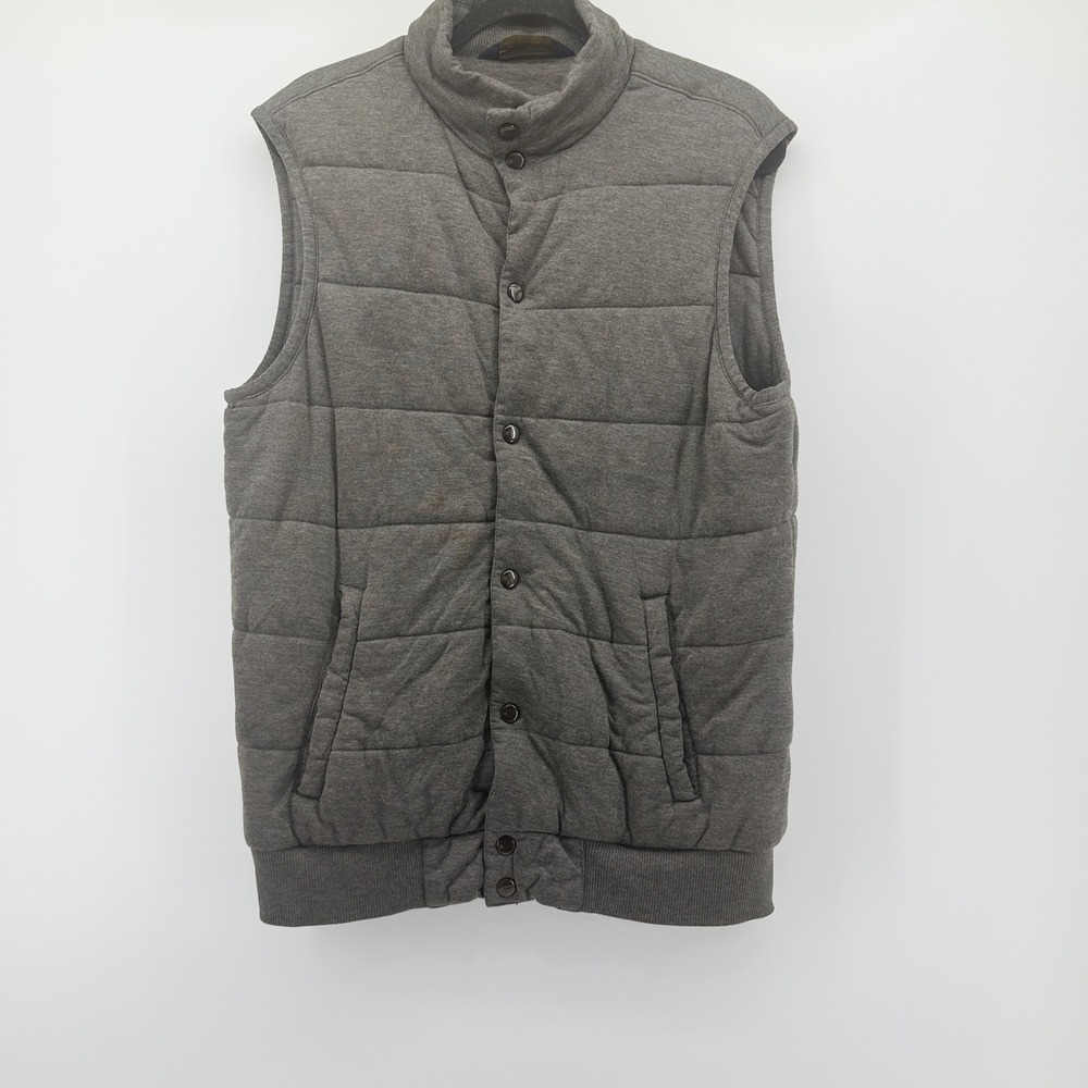 Polo Golf Ralph Lauren Mens Large Gray Quilted Puffer Vest Modal Lyocell Blend
